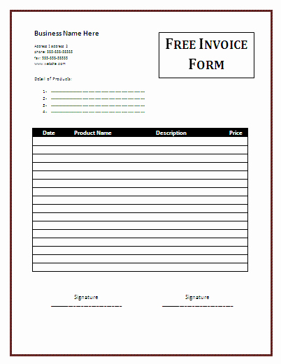 Free Templates for Invoices Printable Elegant Printable Invoice forms