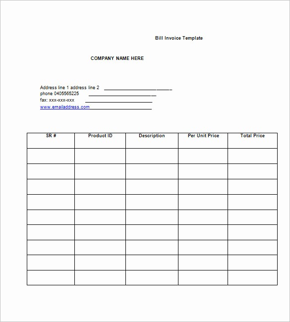 Free Templates for Invoices Printable Lovely Billing Invoice Template 7 Free Printable Word Excel