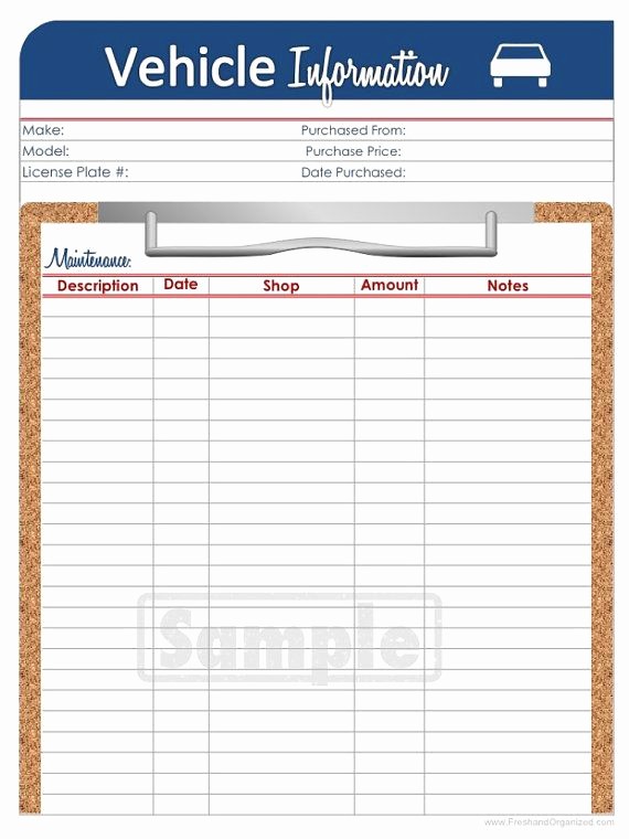 Free Vehicle Maintenance Log Pdf Elegant Bill Payment Checklist Printable Editable Personal