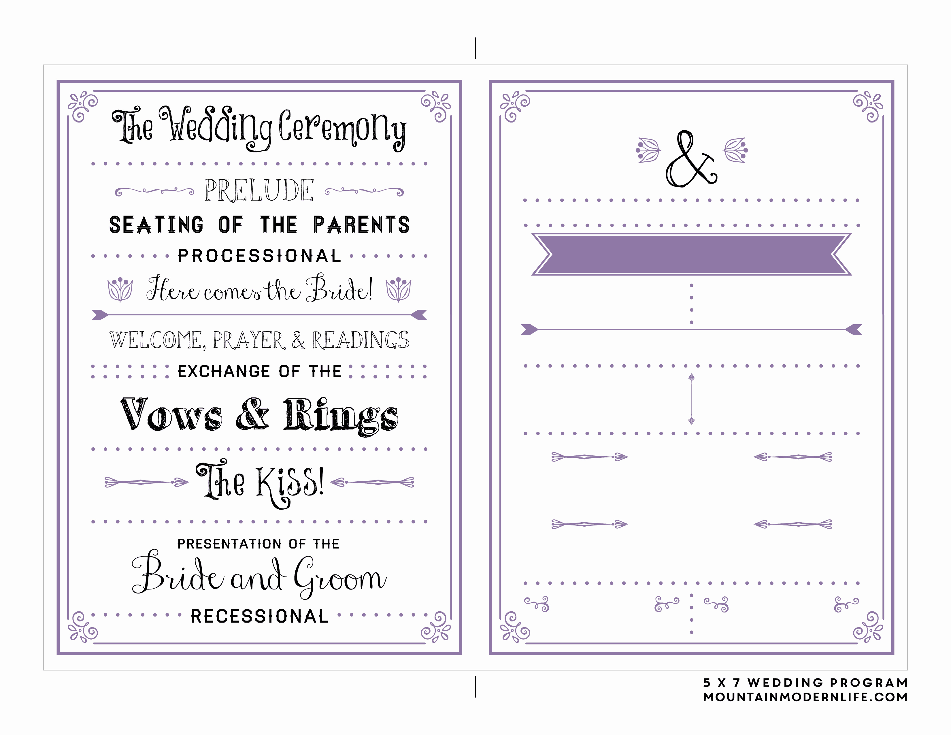 Free Wedding Ceremony Program Template Inspirational Free Printable Wedding Program