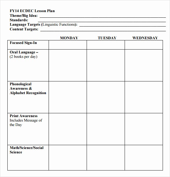 Free Weekly Lesson Plan Template Elegant 10 Sample Preschool Lesson Plans