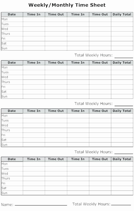 Free Weekly Time Card Template Awesome Weekly Time Card Template Google Docs Employee Sheet