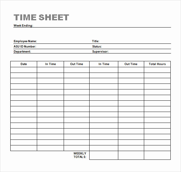 Free Weekly Time Card Template Best Of 24 Sample Time Sheets