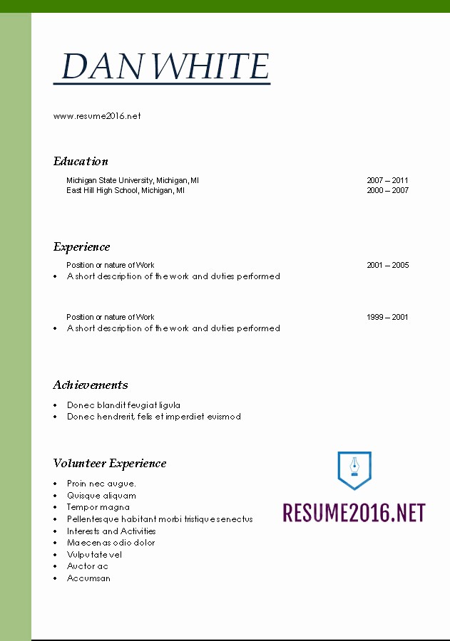 Free Word Resume Templates 2016 New Word Resume Templates 2016