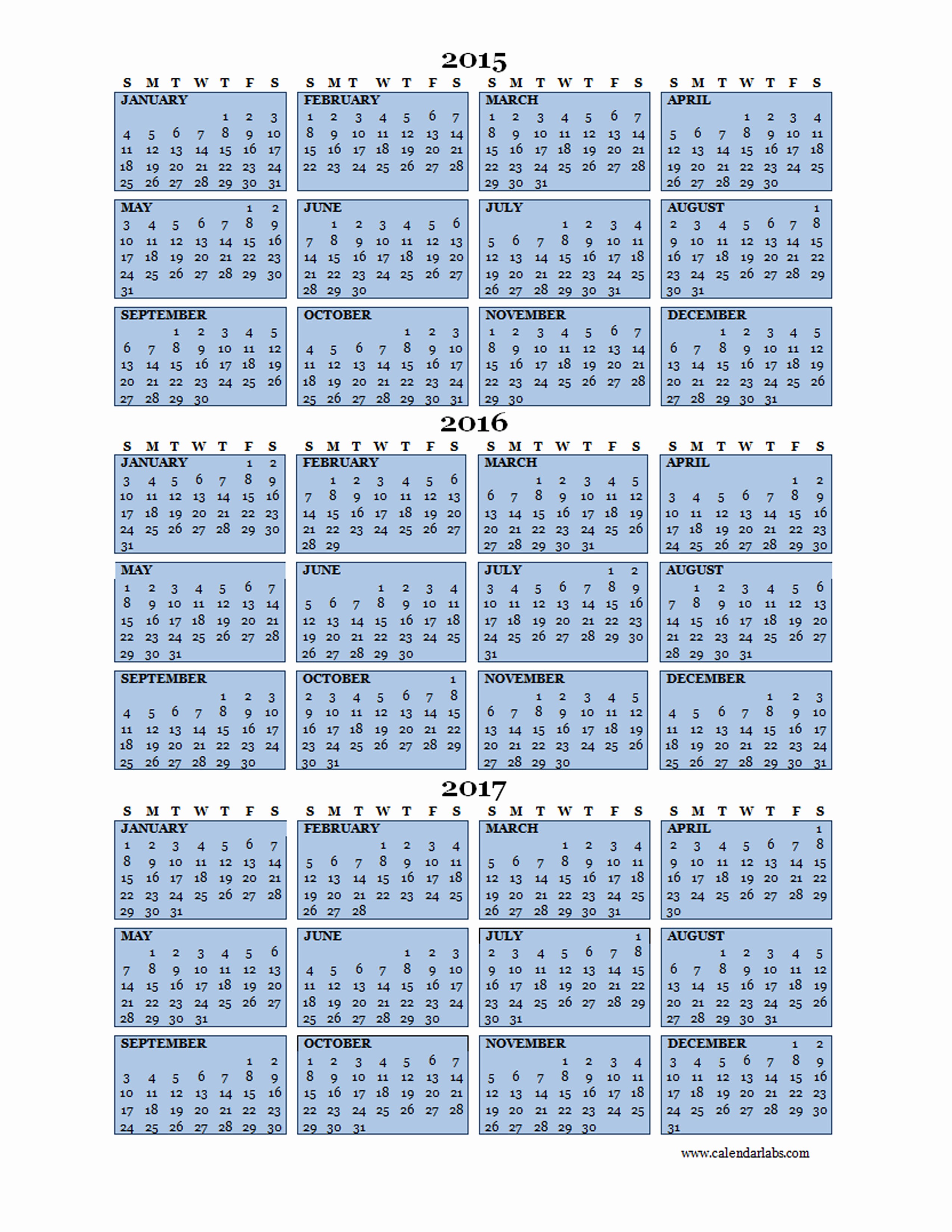 Free Year Calendar Template 2016 Best Of 2016 Three Year Calendar Free Printable Templates