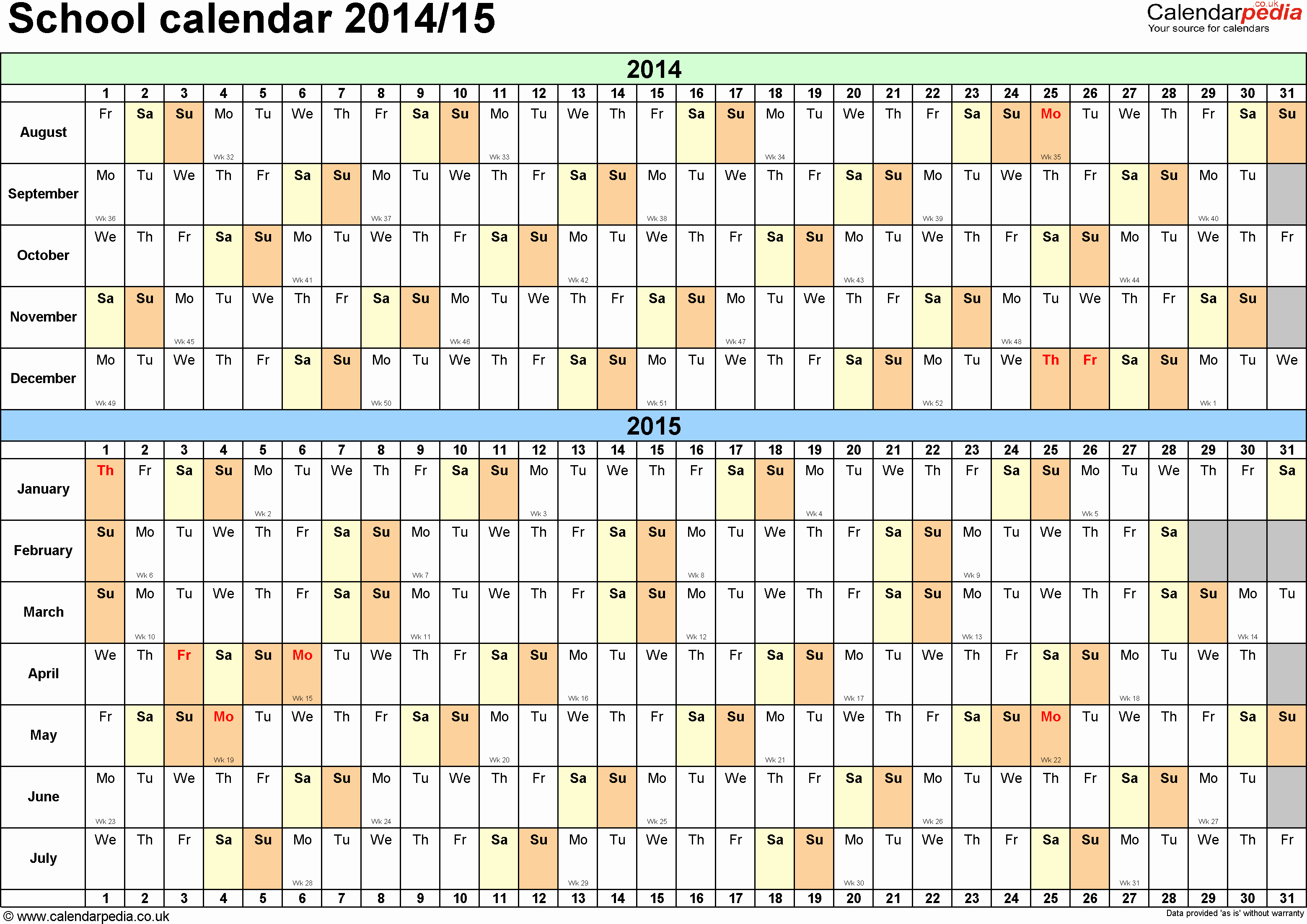 Free Yearly Calendar Templates 2015 Lovely Year Planner 2015 Excel Free Download School Calendars