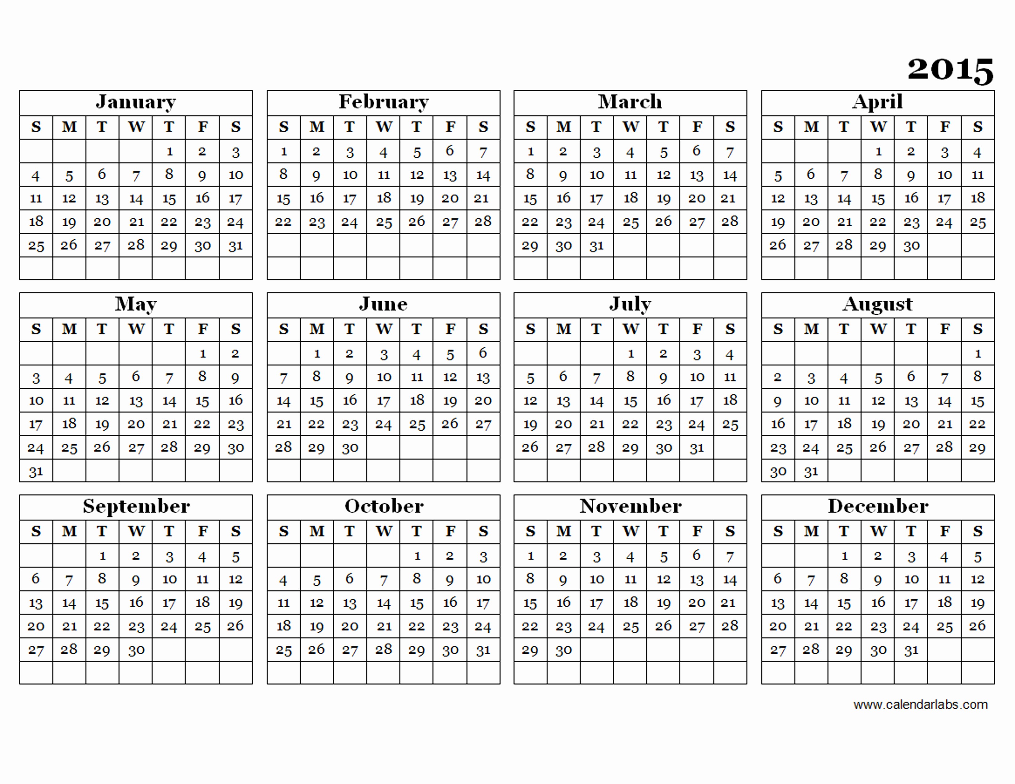 Free Yearly Calendar Templates 2015 Unique 2015 Yearly Calendar Template 09 Free Printable Templates