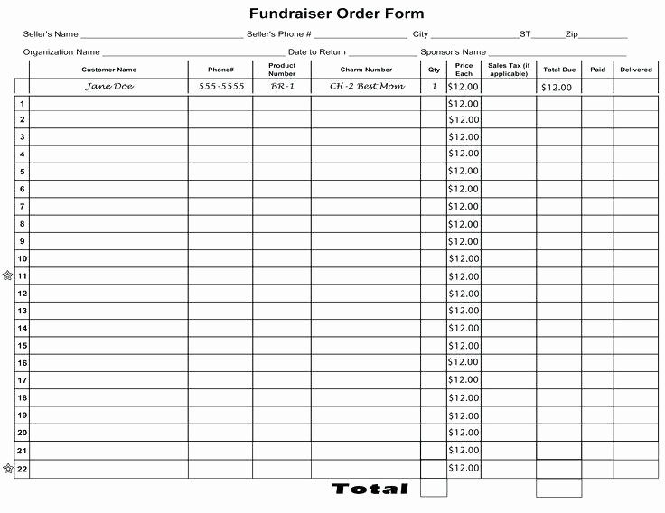 Fundraiser order form Template Excel Beautiful Blank order form – Royaleducationfo
