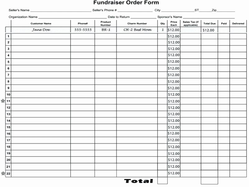 Fundraiser order form Template Excel Luxury Free Fundraiser order form Template Word Sample for Shirt