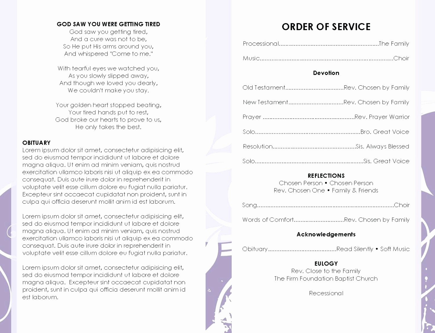 Funeral Program Template Word 2010 Inspirational Ms Word Booklet Template