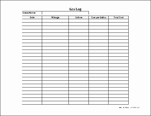 Gas Mileage Log Sheet Free Fresh Free Easy Copy Simple Gas Log Wide From formville