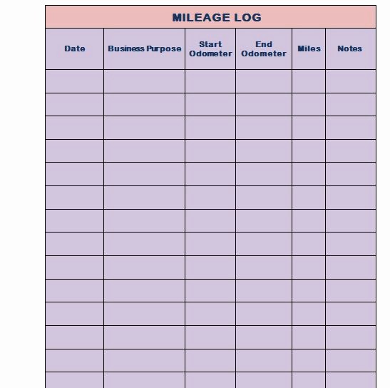 Gas Mileage Log Sheet Free Luxury 30 Printable Mileage Log Templates Free Template Lab