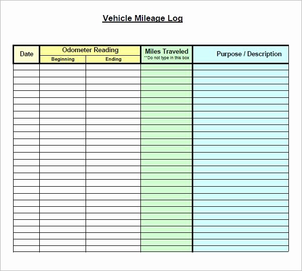 Gas Mileage Log Sheet Free New Vehicle Mileage Log form‎ organization