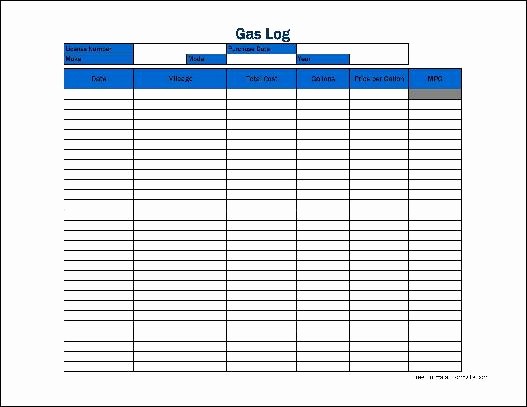 Gas Mileage Log Sheet Free Unique Free Basic Gas Log Wide From formville