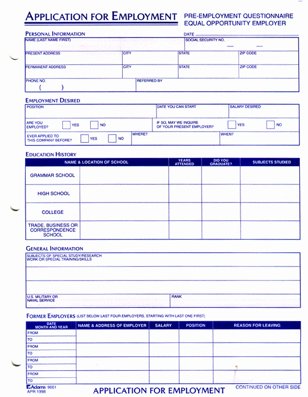 General Application for Employment Printable Beautiful 13 Generic Job Application form