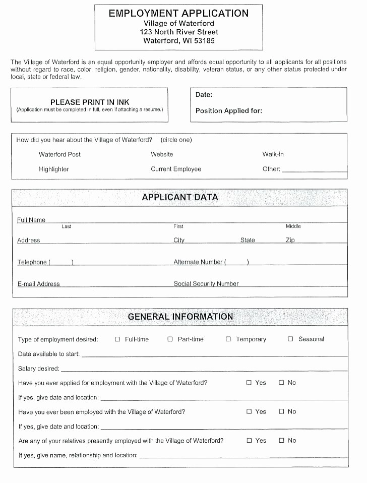 General Application for Employment Printable Inspirational Printable Generic Job Application Free Applications Line
