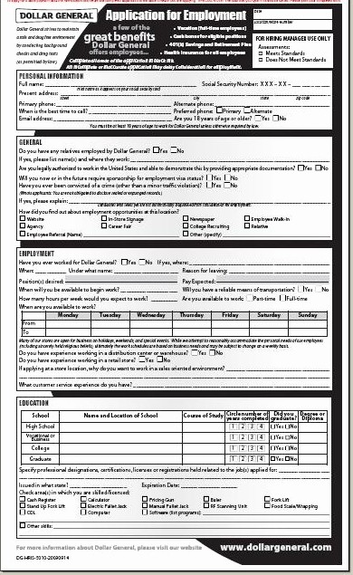 General Application for Employment Printable Luxury the Line Dollar General Application