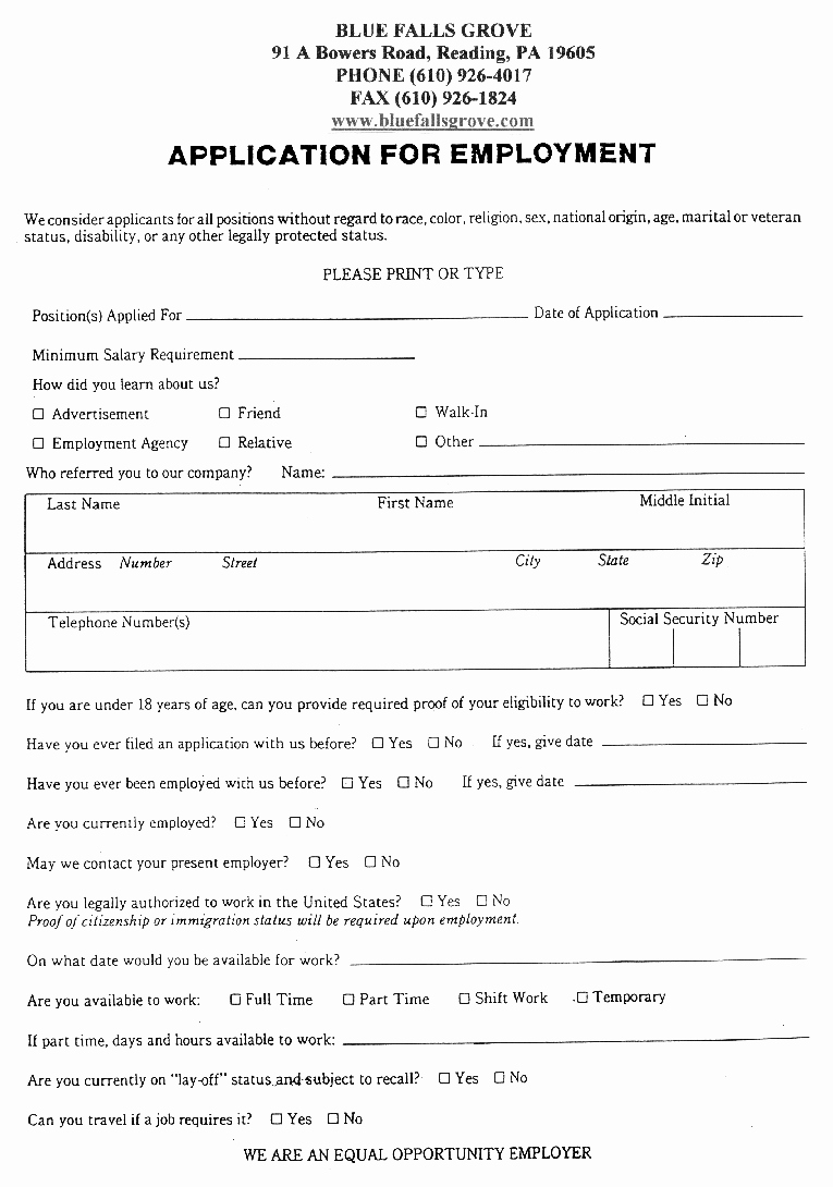 General Application for Employment Printable Unique 7 General Job Application Printable