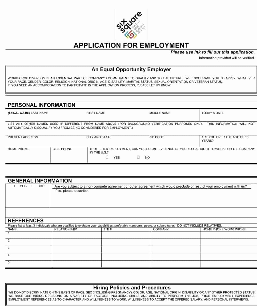 General Application for Employment Template Awesome General Application for Employment Template