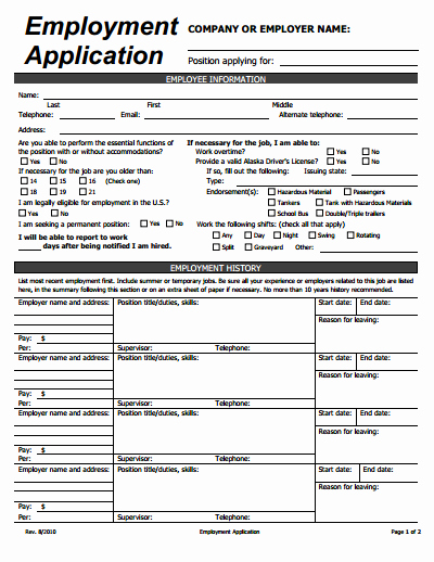 General Application for Employment Template Beautiful Application Employment Free Download Create Edit Fill