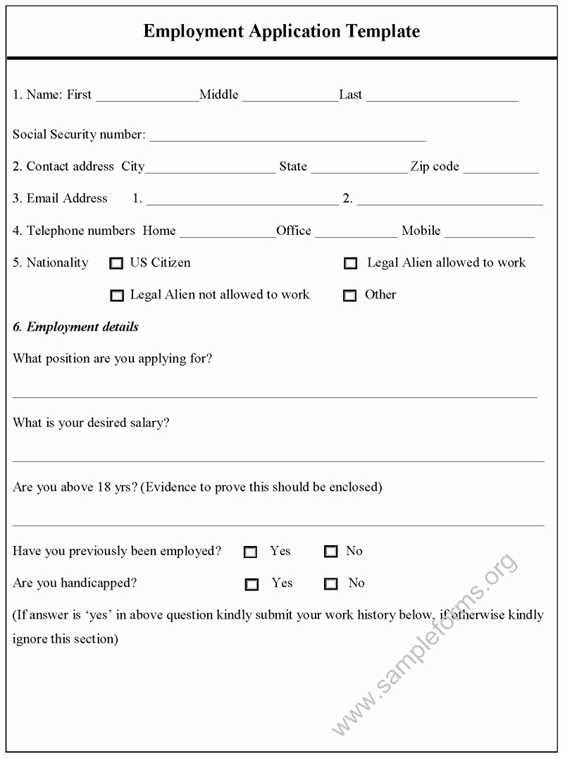 General Application for Employment Template Luxury Generic Employment Application form Ohio