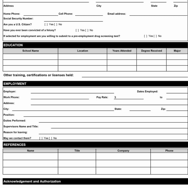 General Application for Employment Template Unique 50 Free Employment Job Application form Templates