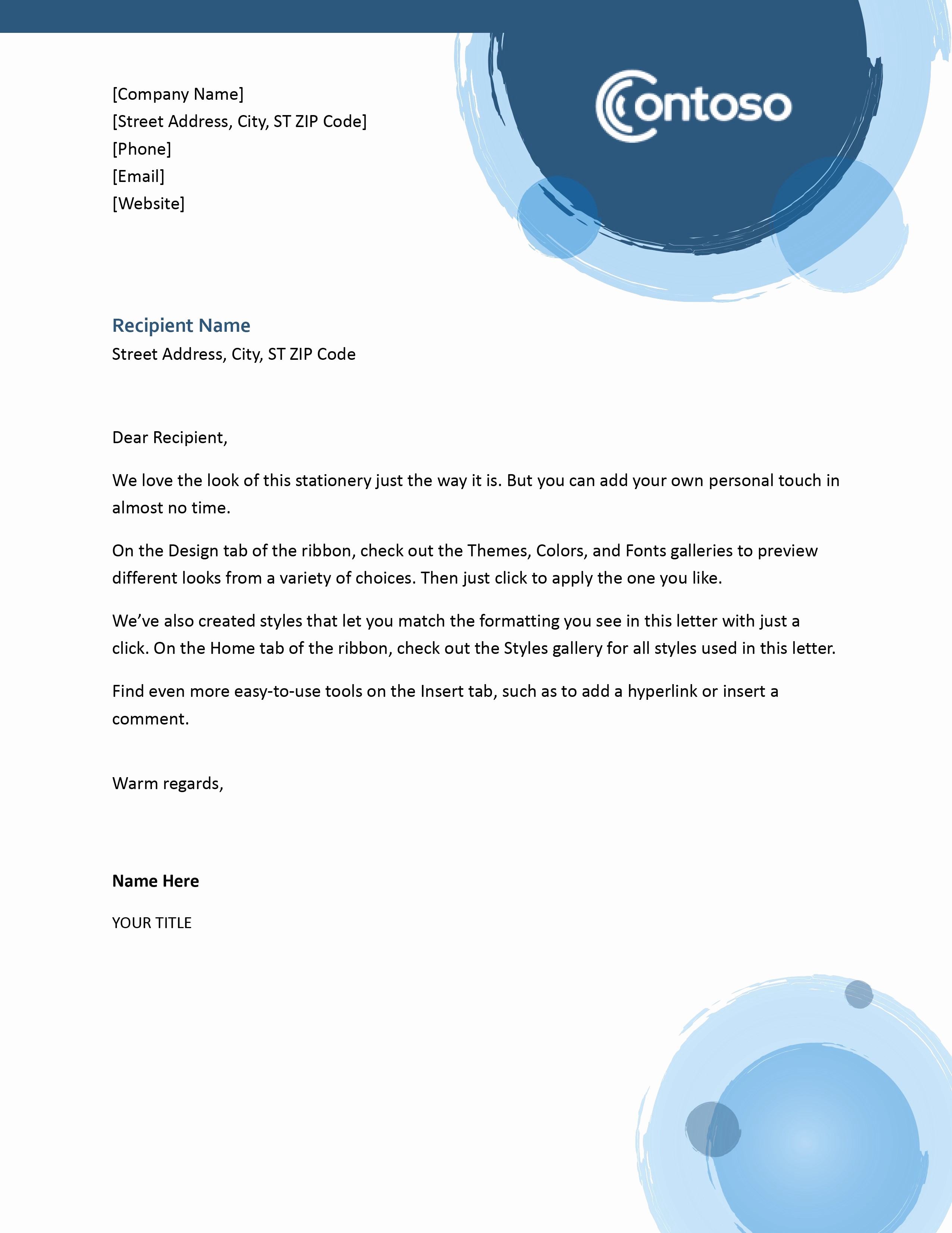 General Dynamics Business Card Template Elegant Blue Spheres Letterhead
