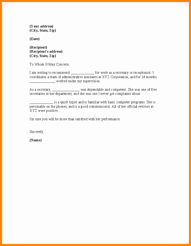 General Recommendation Letter for Employee Beautiful General Re Mendation Letter for Employee