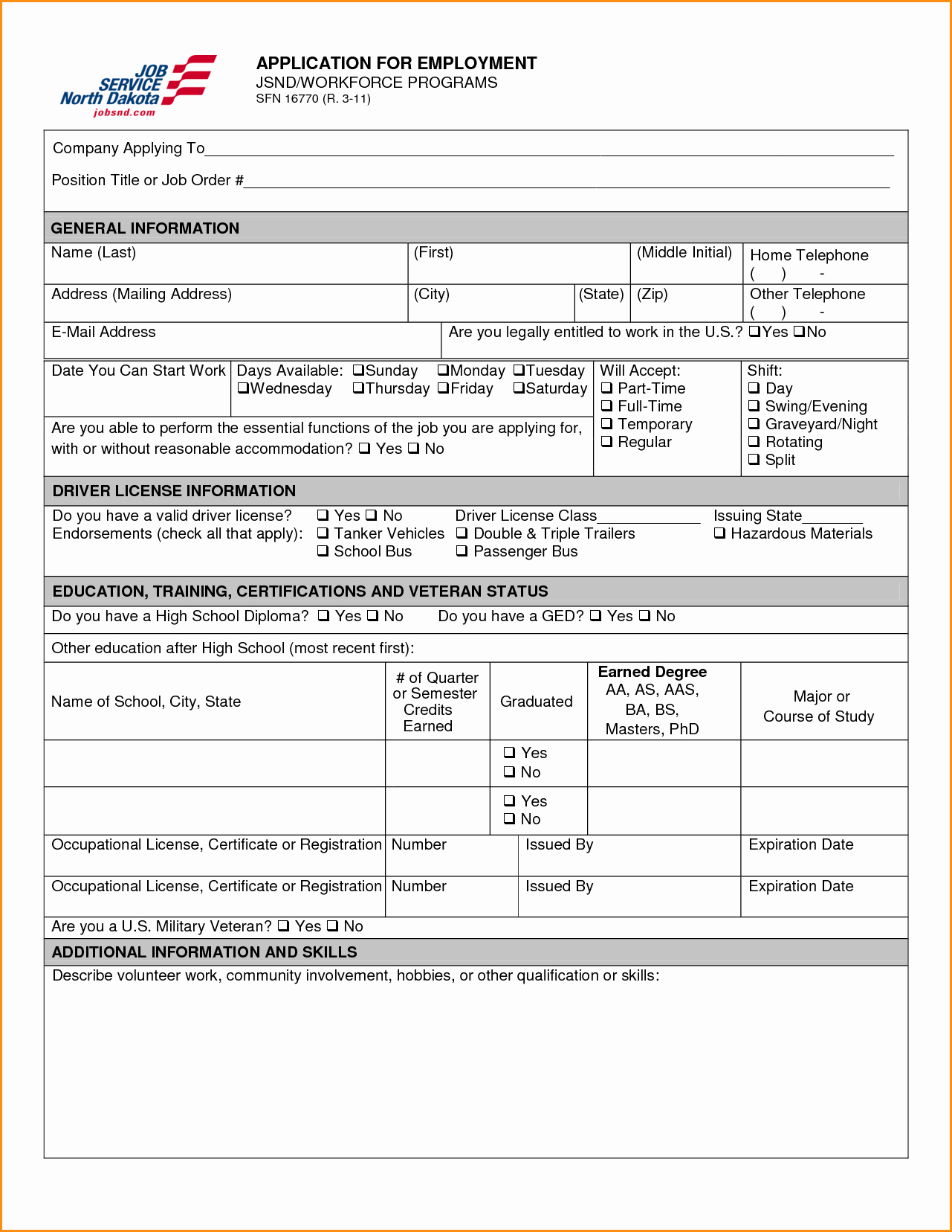 Generic Application for Employment form Awesome 13 Generic Job Application form