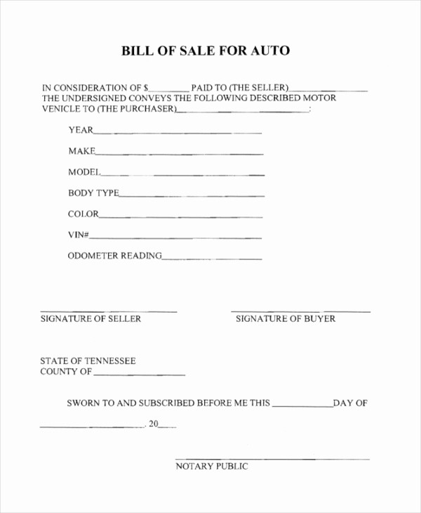 Generic Automotive Bill Of Sale Fresh Sample Generic Bill Of Sale form 10 Free Documents In Pdf