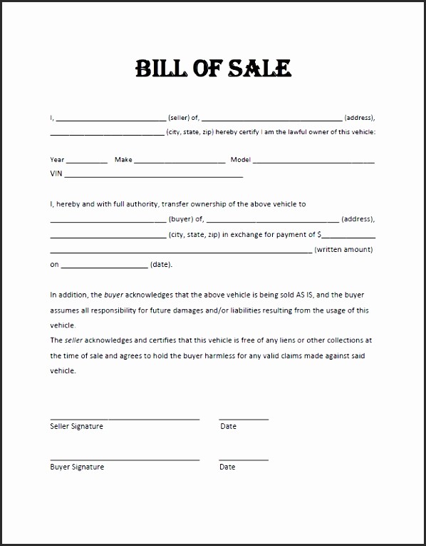 Generic Bill Of Sale Georgia Fresh General Bill Sale Template