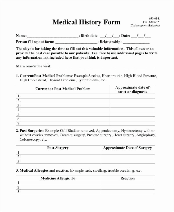 Generic History and Physical form Beautiful Generic Physical form Medical Release form Of Information