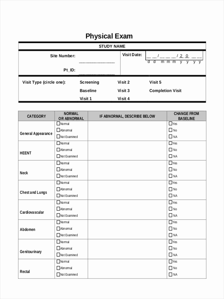 Generic History and Physical form Elegant 6 Medical Physical form Samples Free Sample Example