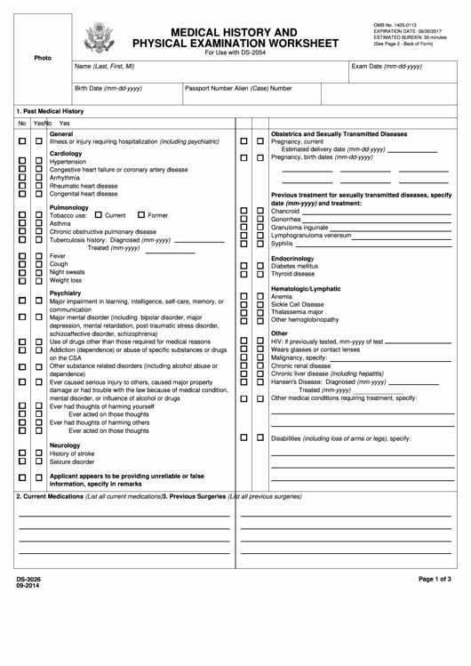 Generic History and Physical form Elegant Fillable Ds 3026 form Medical History and Physical
