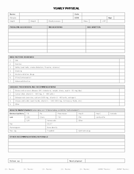 Generic History and Physical form Luxury Physical Exam form Template Choice Image Free Templates