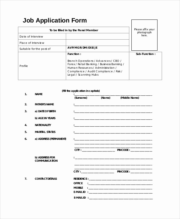 Generic Job Application Fillable Pdf Fresh 8 Sample Job Application forms