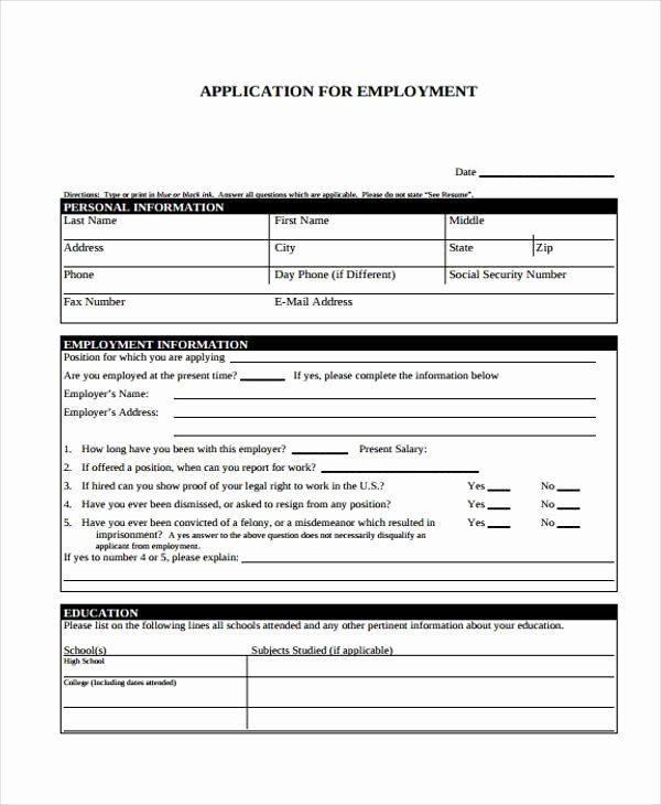 Generic Job Application Fillable Pdf Luxury Employment Application forms
