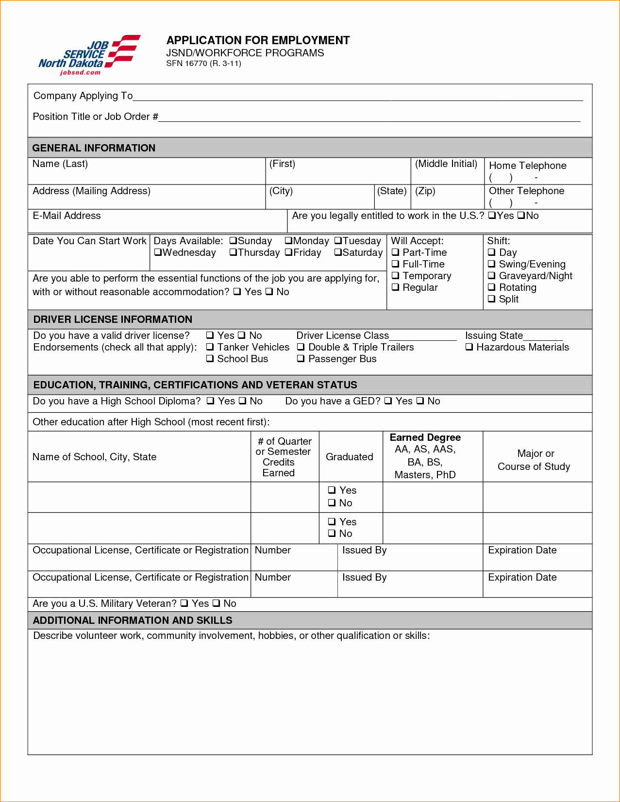 Generic Job Application to Print Lovely 8 Generic Employment Application Pdfagenda Template Sample