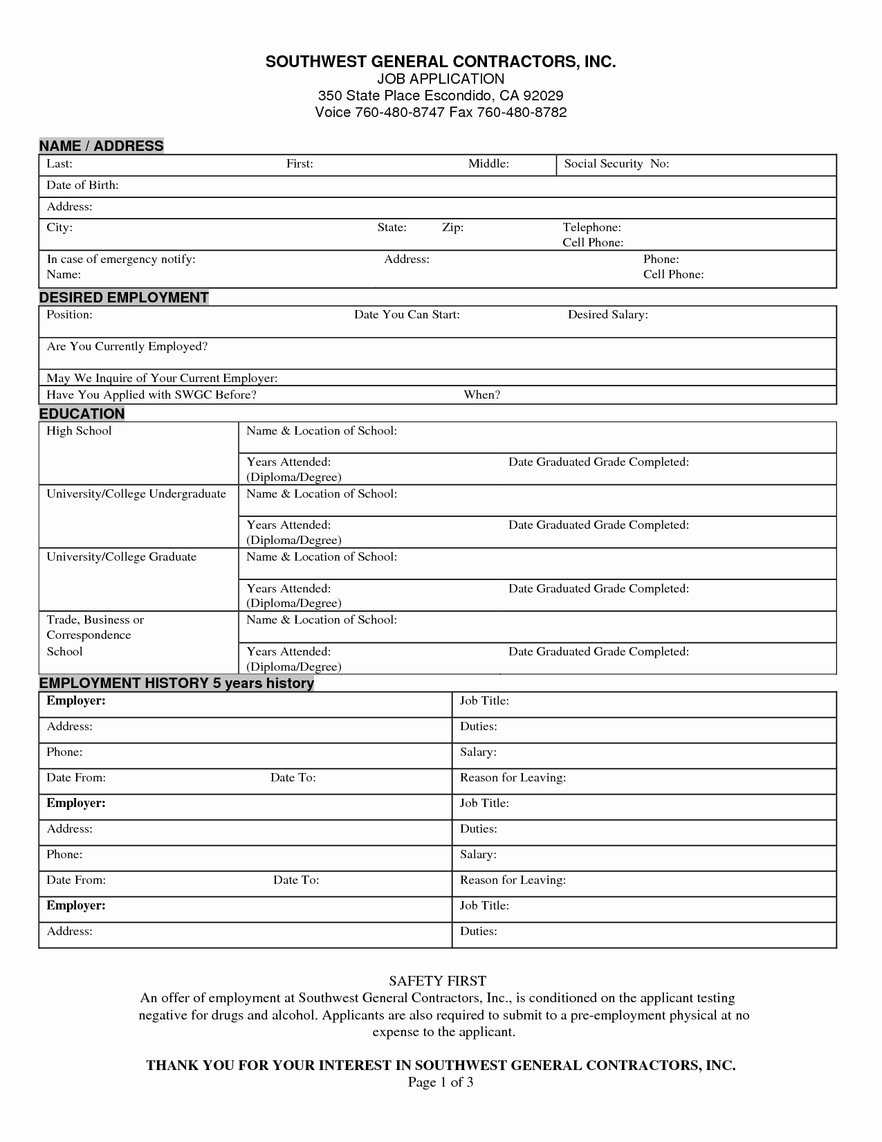 Generic Job Application to Print Luxury Best S Of General Employment Application form