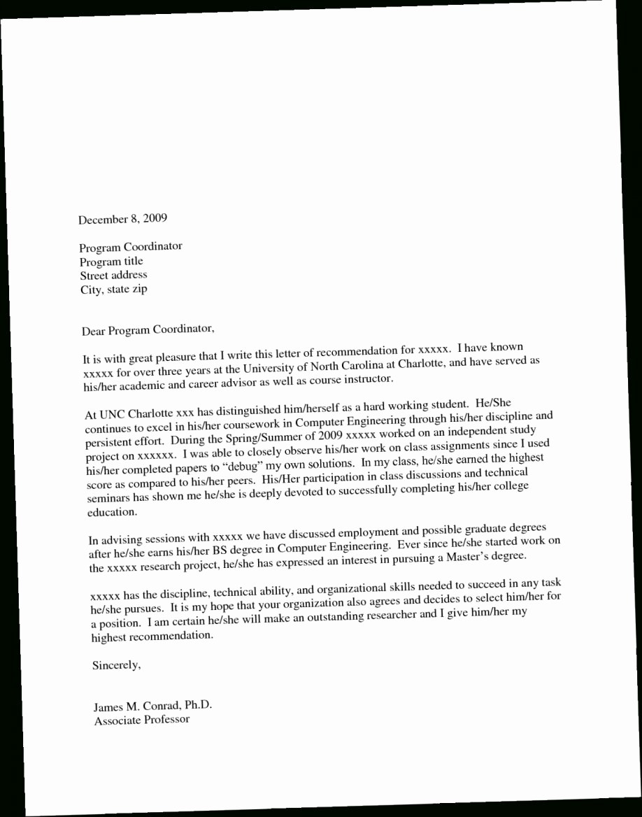 Generic Recommendation Letter for Student Elegant Generic Letter Re Mendation Example with for College