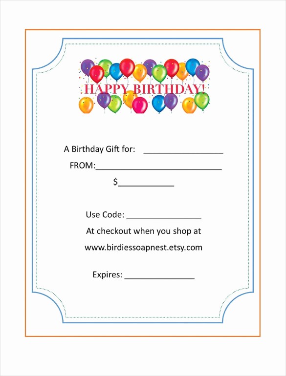 Gift Card Template Free Download New Birthday Gift Certificate Templates