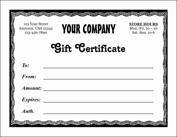Gift Certificate Templates Free Printable Inspirational Gift Certificate Template 5