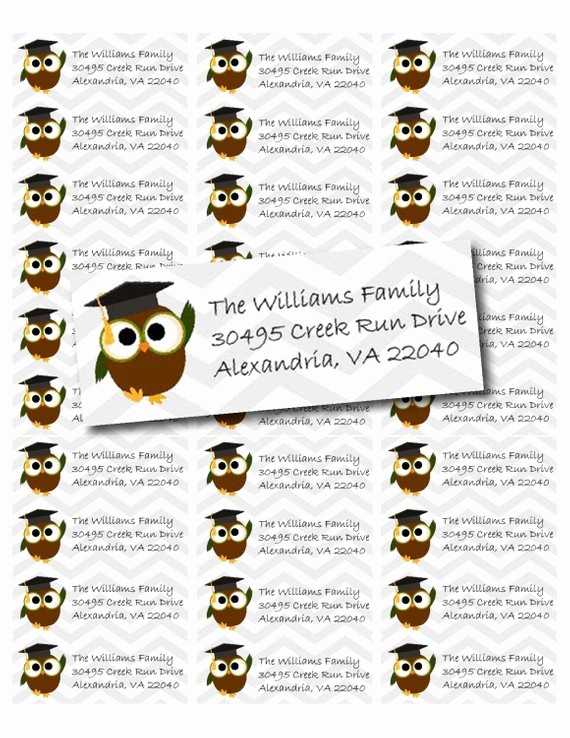 Graduation Address Labels Template Free Fresh Cute Graduation Owl Printable Return Address Labels Pdf