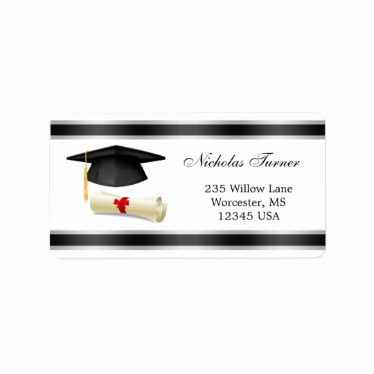 Graduation Return Address Labels Templates New Graduation Mortar Cap &amp; Diploma Avery Label