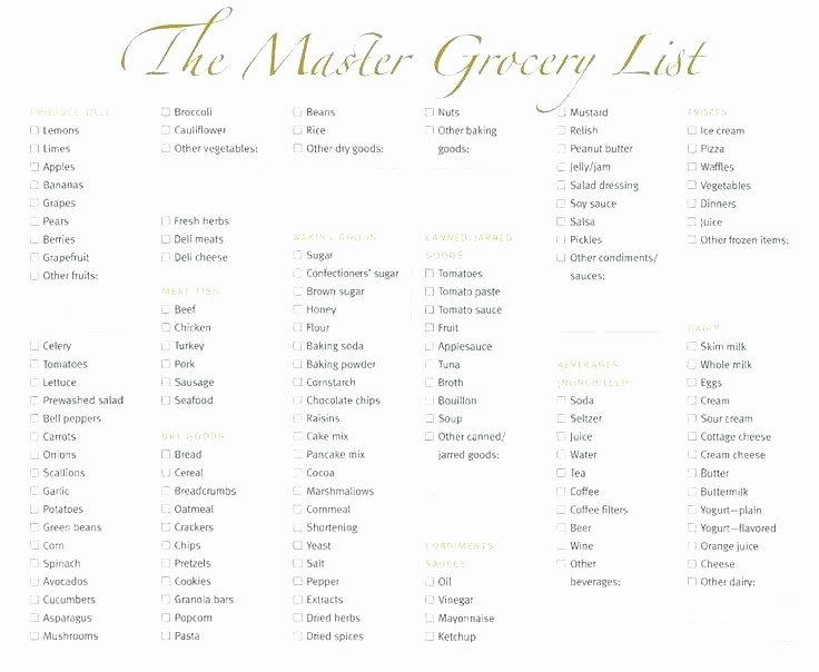 Grocery List by Aisle Template Elegant Grocery List Excel Templates Free Template Groceries