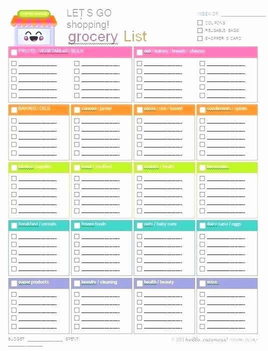 Grocery List by Aisle Template Elegant Shopping List Template Best Grocery Printable Ideas