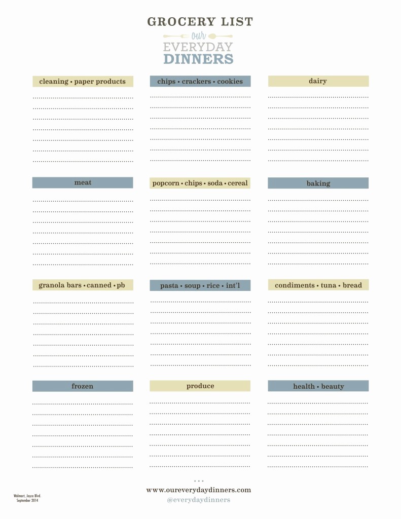 Grocery List by Aisle Template Lovely 6 Best Of Walmart Grocery List Printable Free