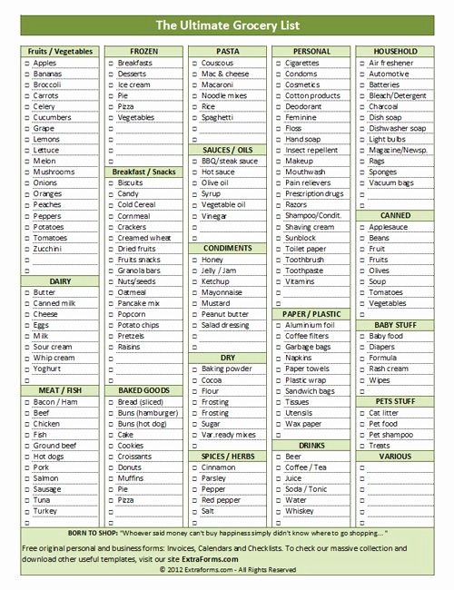 Grocery List by Aisle Template Unique Grocery List Template Excel