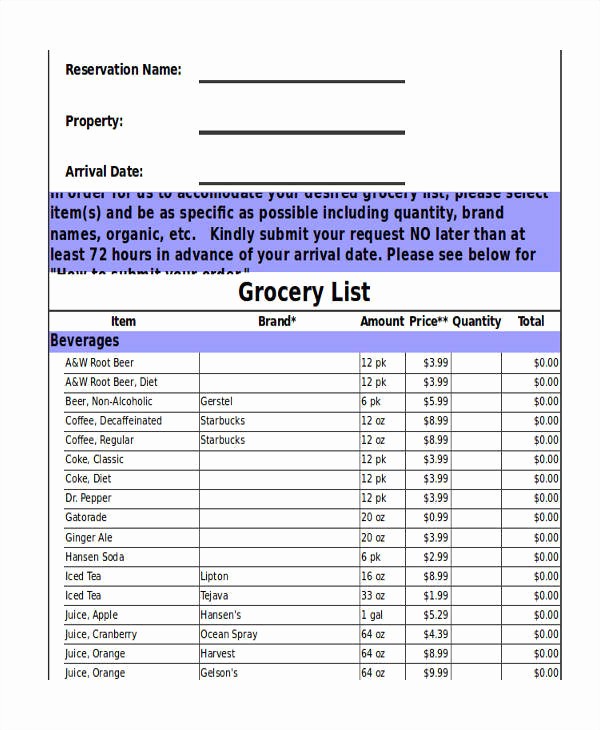 Grocery List with Prices Template Beautiful 21 List Samples In Excel