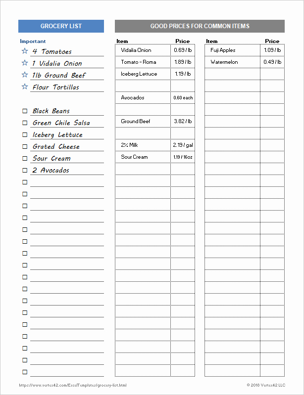Grocery List with Prices Template Best Of Free Printable Grocery List and Shopping List Template